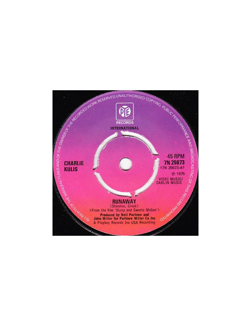 Runaway [Charlie Kulis] - Vinyl 7", 45 RPM, Single [product.brand] 1 - Shop I'm Jukebox 