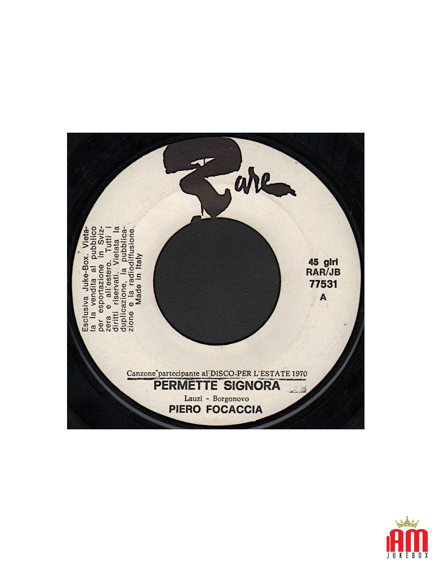 Permette Signora [Piero Focaccia] - Vinyl 7", 45 RPM, Jukebox [product.brand] 1 - Shop I'm Jukebox 