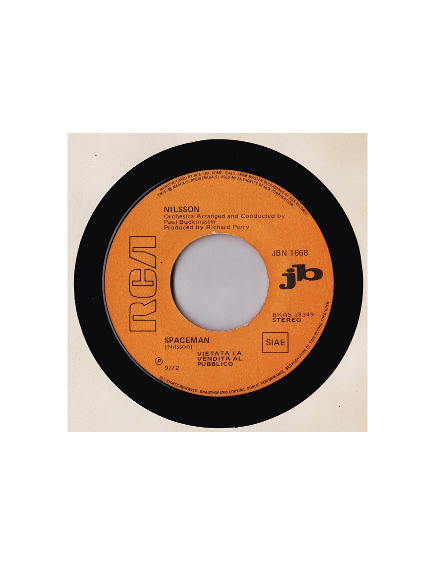 Spaceman   Indian Springtime [Harry Nilsson,...] - Vinyl 7", 45 RPM, Jukebox, Stereo