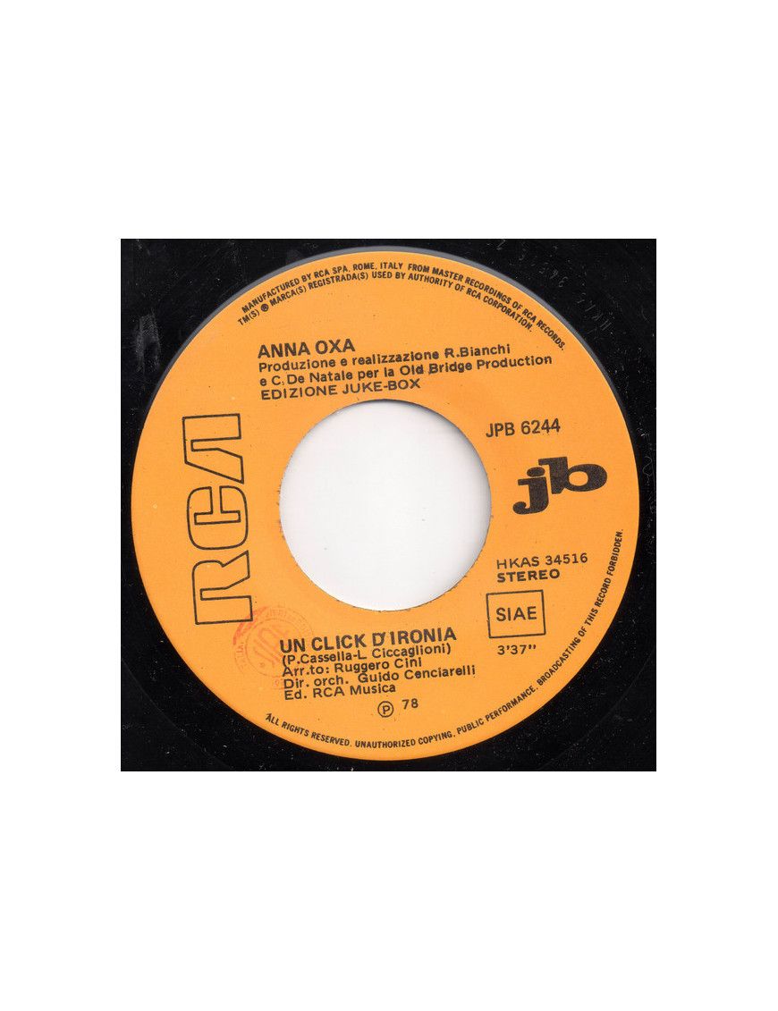 Un Click D'Ironia Let Her In [Anna Oxa,...] - Vinyl 7", 45 RPM, Jukebox, Stereo [product.brand] 1 - Shop I'm Jukebox 