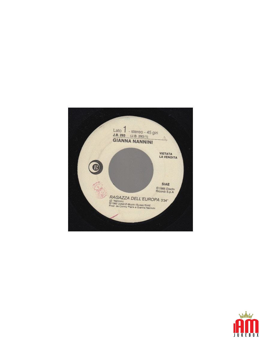 Girl From Europe And Then Go [Gianna Nannini,...] – Vinyl 7", 45 RPM, Promo [product.brand] 1 - Shop I'm Jukebox 