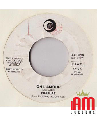 Oh L'Amour Quand la nuit se ferme [Erasure,...] - Vinyl 7", 45 RPM, Jukebox [product.brand] 1 - Shop I'm Jukebox 