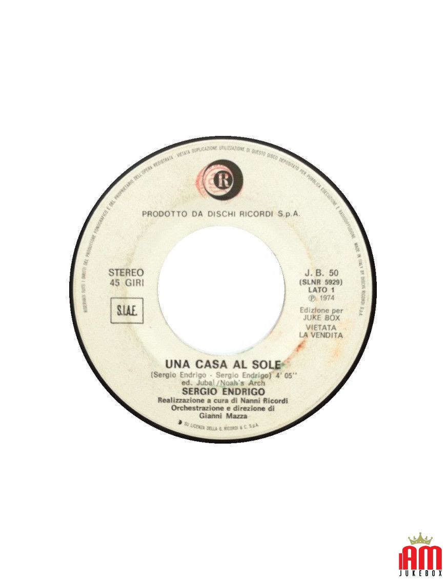 Una Casa al Sole Idee [Sergio Endrigo,...] - Vinyl 7", 45 RPM, Jukebox [product.brand] 1 - Shop I'm Jukebox 