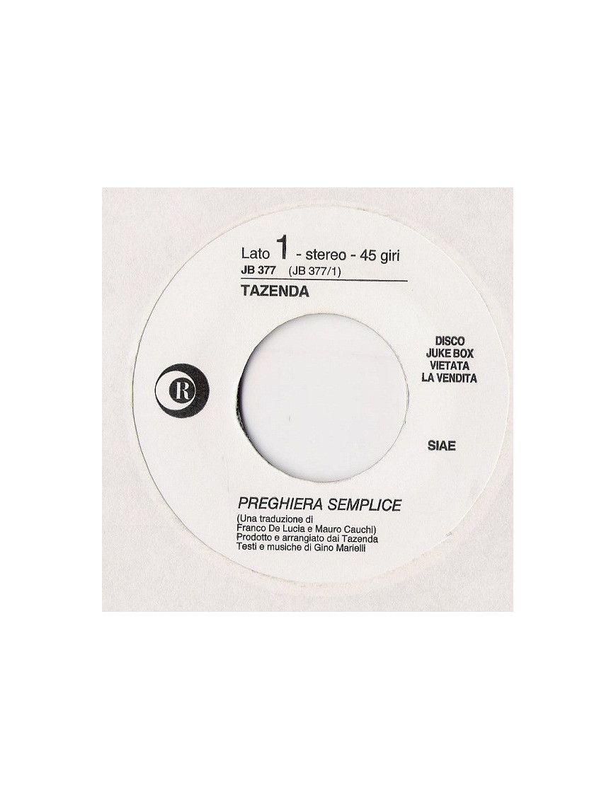 Simple SOS Prayer [Tazenda,...] - Vinyl 7", 45 RPM, Jukebox [product.brand] 1 - Shop I'm Jukebox 