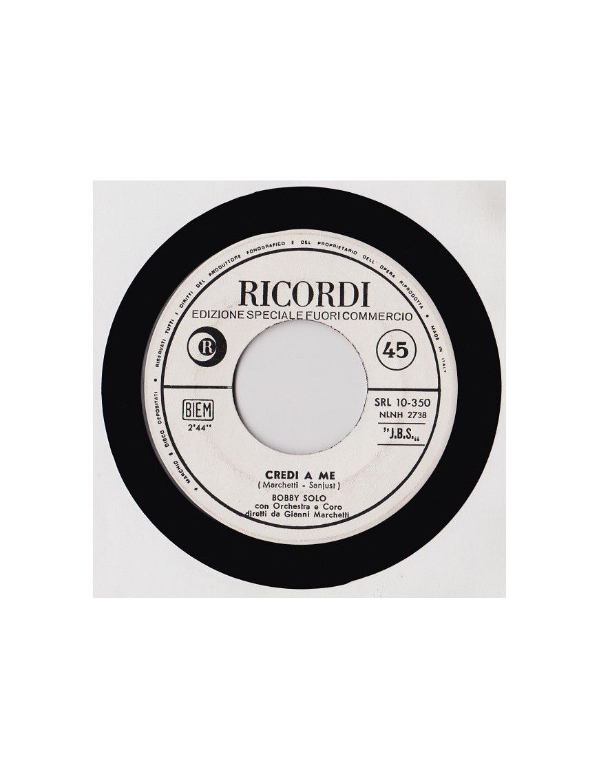 Believe In Me [Bobby Solo] - Vinyl 7", 45 RPM, Promo [product.brand] 1 - Shop I'm Jukebox 