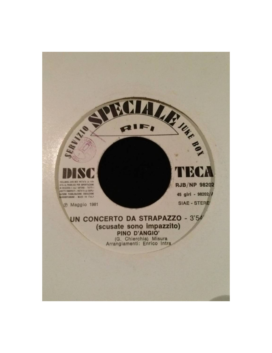Un Concerto Da Strapazzo Canzone Facile [Pino D'Angiò,...] - Vinyl 7", 45 RPM, Jukebox [product.brand] 1 - Shop I'm Jukebox 