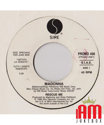 Rescue Me Crazy [Madonna,...] - Vinyle 7", 45 RPM, Jukebox [product.brand] 1 - Shop I'm Jukebox 