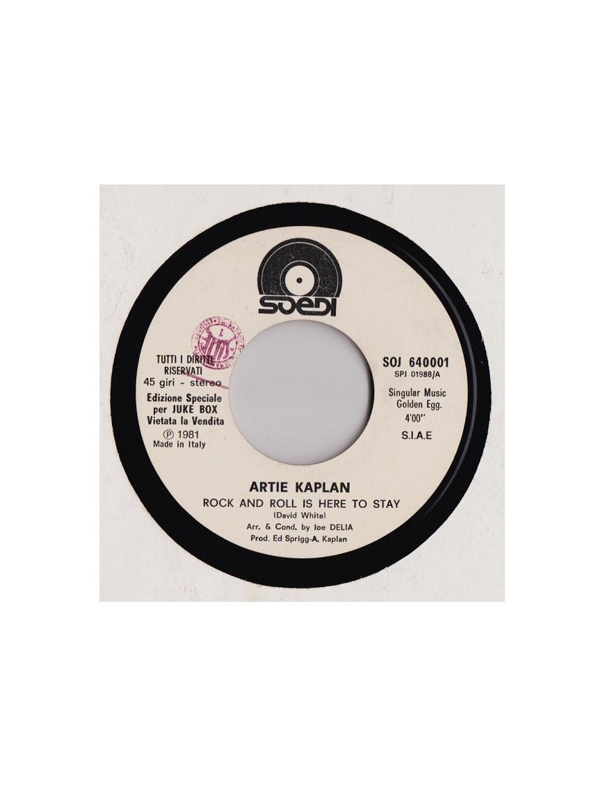 Rock And Roll Is Here To Stay [Artie Kaplan] - Vinyl 7", 45 RPM, Jukebox [product.brand] 1 - Shop I'm Jukebox 