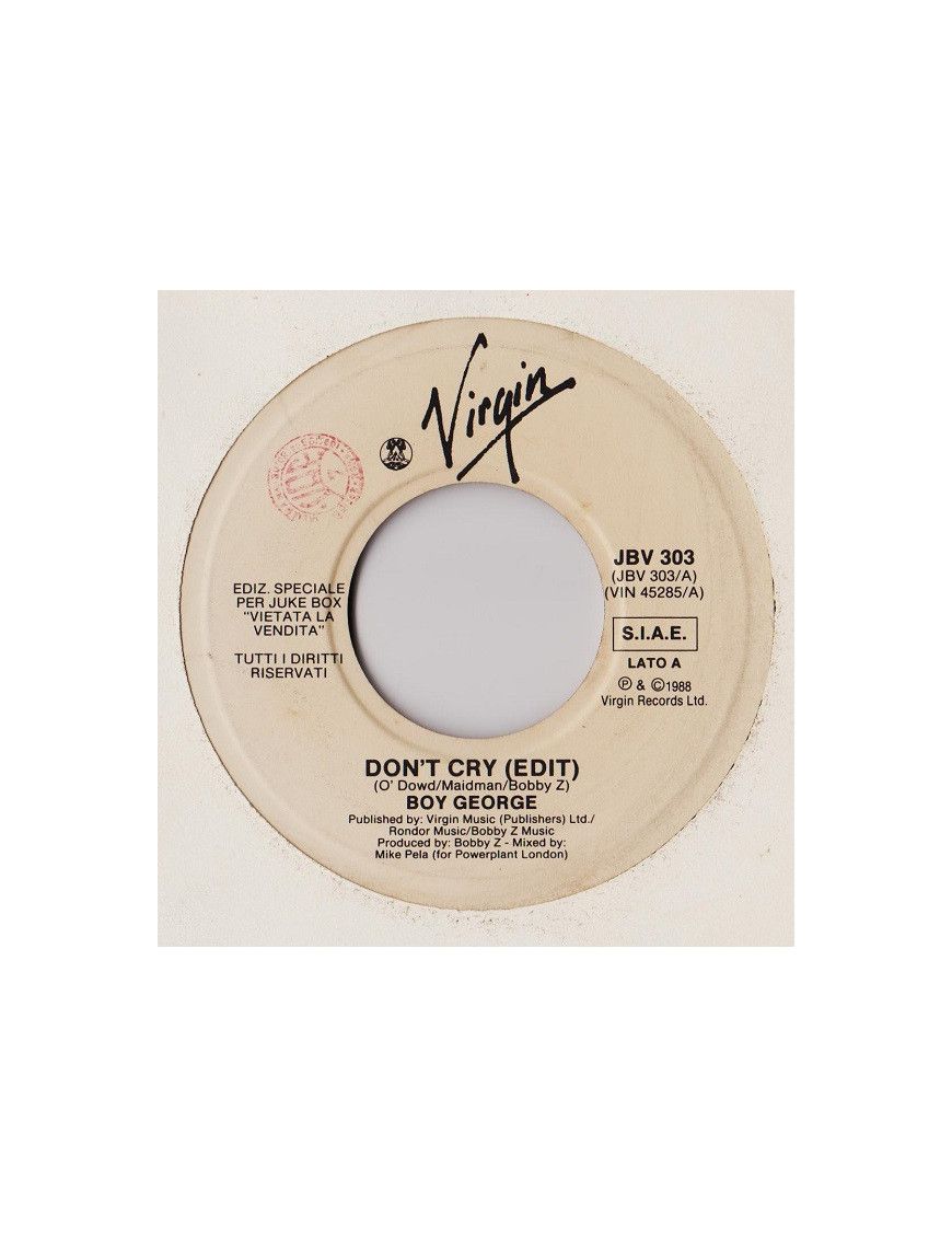 Don't Cry (Bearbeiten) Take It So Hard [Boy George,...] – Vinyl 7", 45 RPM, Jukebox [product.brand] 1 - Shop I'm Jukebox 