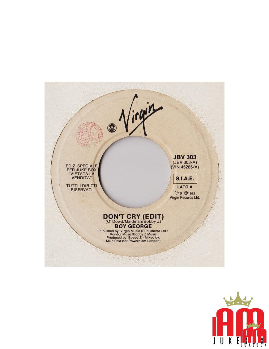 Don't Cry (Edit) Take It So Hard [Boy George,...] - Vinyl 7", 45 RPM, Jukebox [product.brand] 1 - Shop I'm Jukebox 