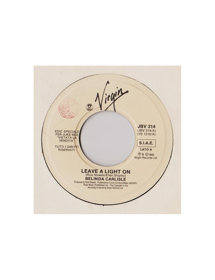 Leave A Light On   Look Who's Dancing (Edit) [Belinda Carlisle,...] - Vinyl 7", 45 RPM, Jukebox