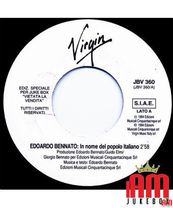 Au nom du peuple italien [Edoardo Bennato] - Vinyl 7", 45 RPM, Jukebox [product.brand] 1 - Shop I'm Jukebox 