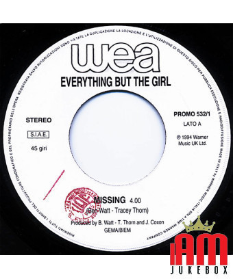 Missing Il Sole E La Luna [Everything But The Girl,...] - Vinyl 7", 45 RPM, Promo [product.brand] 1 - Shop I'm Jukebox 