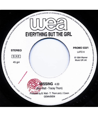 Missing   Il Sole E La Luna [Everything But The Girl,...] - Vinyl 7", 45 RPM, Promo