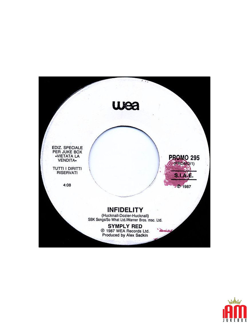 Infidelity Mia Bocca [Simply Red,...] – Vinyl 7", 45 RPM, Jukebox [product.brand] 1 - Shop I'm Jukebox 