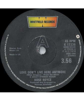 Love Don't Live Here Anymore [Rose Royce] - Vinyl 7", 45 RPM, Single