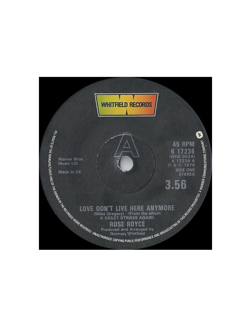 Love Don't Live Here Anymore [Rose Royce] – Vinyl 7", 45 RPM, Single [product.brand] 1 - Shop I'm Jukebox 