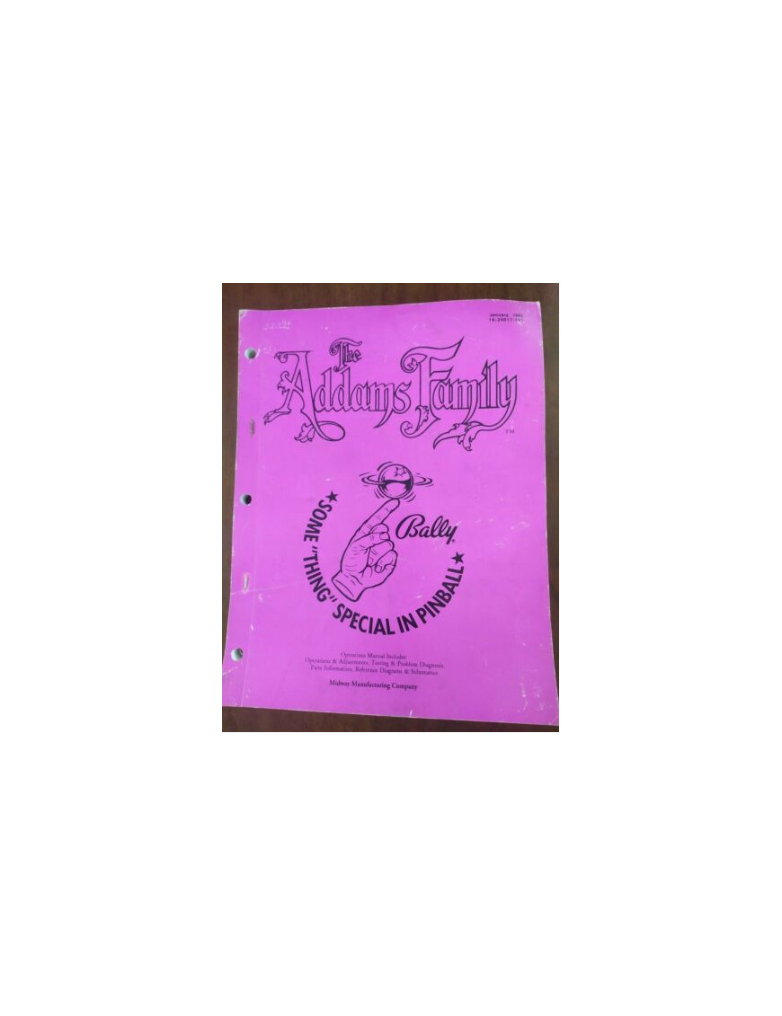 The Addams Family-Bally-Manuale tecnico-Test/diagnosi Flipper-pinball-ORIGINALE