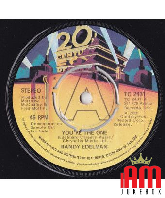 You're The One [Randy Edelman] - Vinyle 7", 45 RPM, Promo [product.brand] 1 - Shop I'm Jukebox 