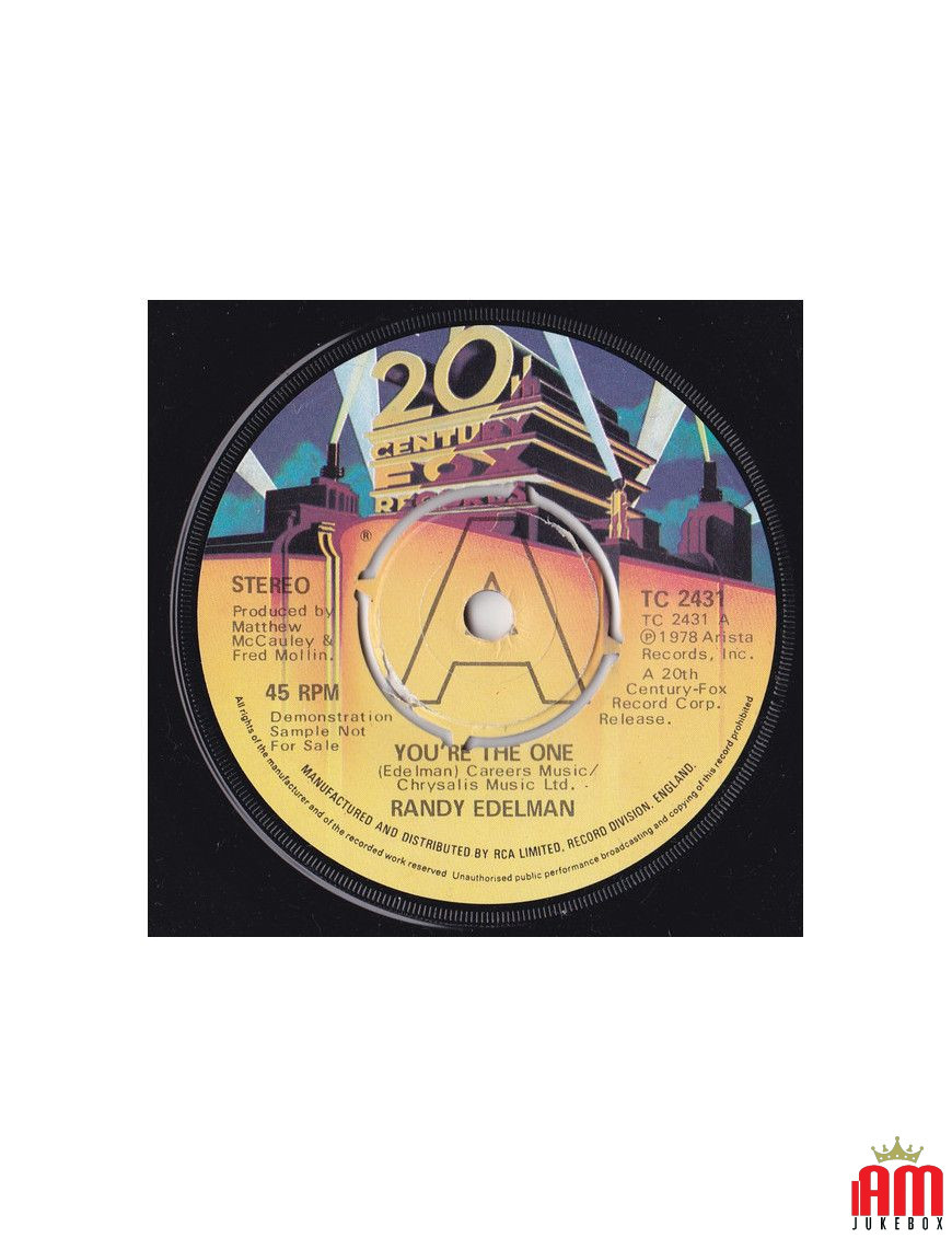 You're The One [Randy Edelman] - Vinyle 7", 45 RPM, Promo [product.brand] 1 - Shop I'm Jukebox 