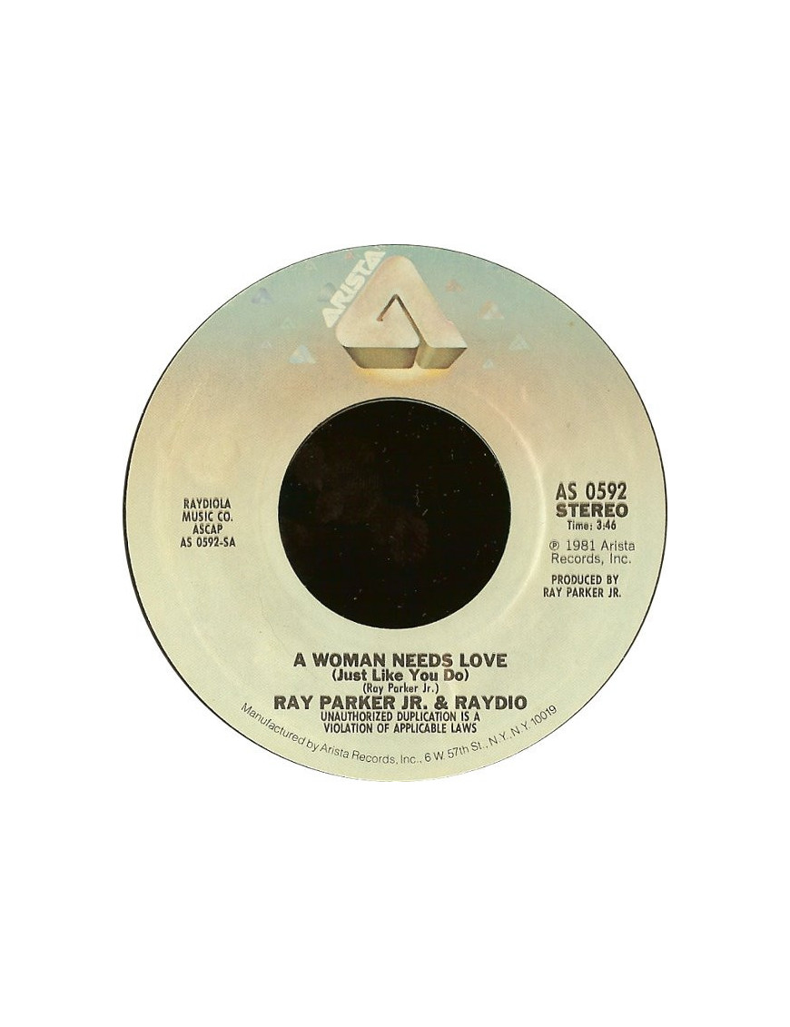 A Woman Needs Love (Just Like You Do) [Raydio] - Vinyl 7", 45 RPM, Single, Styrene