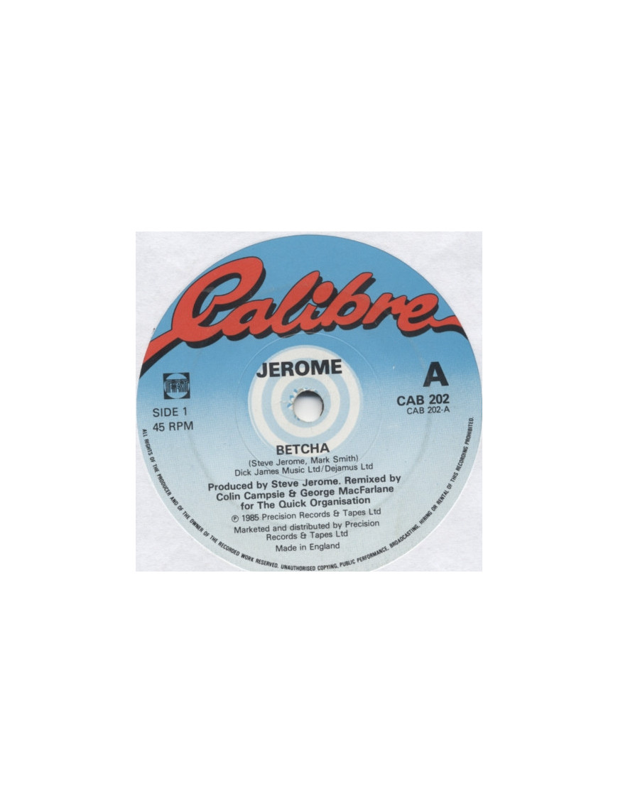 Betcha [Steve Jerome (2)] - Vinyl 7", 45 RPM [product.brand] 1 - Shop I'm Jukebox 