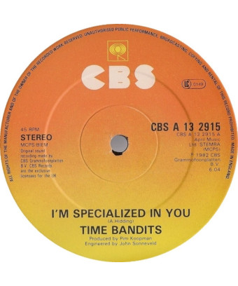 Je suis spécialisé en toi [Time Bandits] - Vinyl 12", 45 RPM, Single [product.brand] 1 - Shop I'm Jukebox 