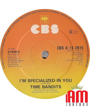 Je suis spécialisé en toi [Time Bandits] - Vinyl 12", 45 RPM, Single