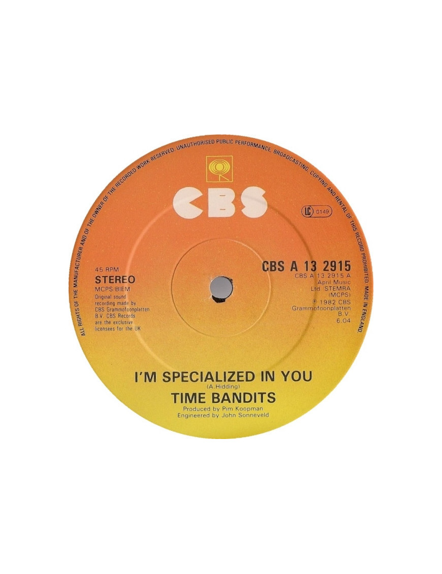 I'm Specialized In You [Time Bandits] - Vinyl 12", 45 RPM, Single