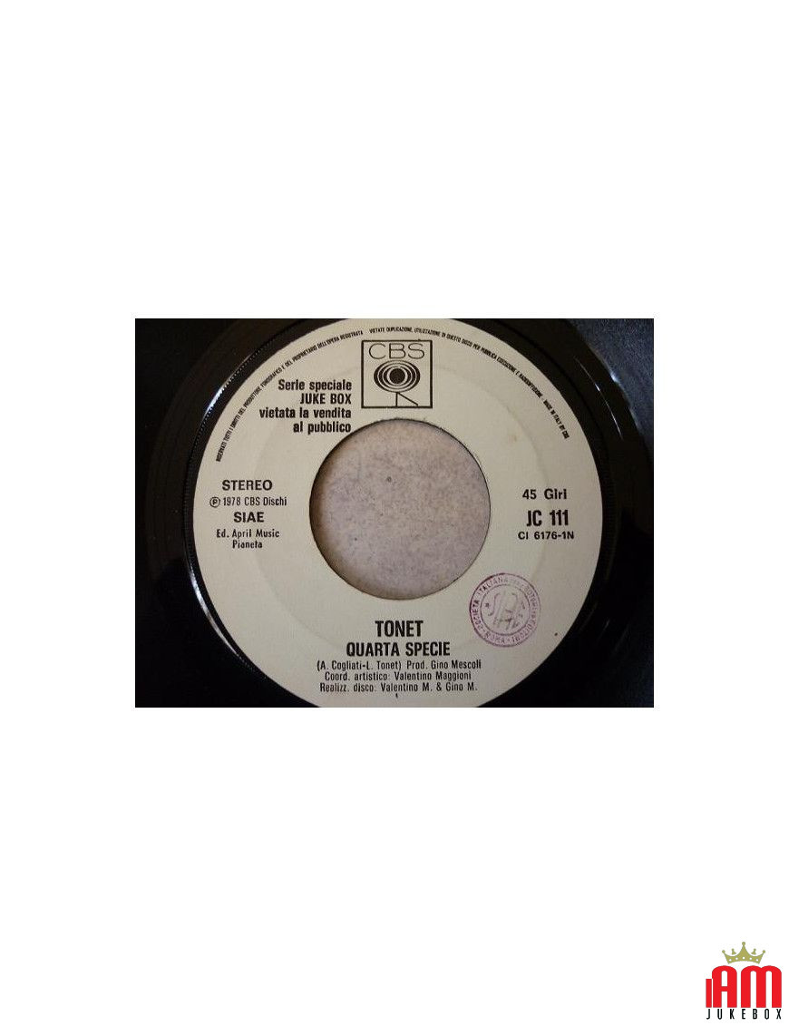 Fourth Specie [Luigi Tonet] - Vinyl 7", 45 RPM, Jukebox [product.brand] 1 - Shop I'm Jukebox 