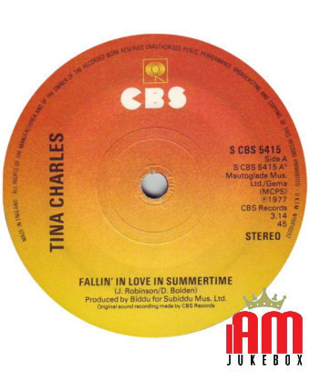 Fallin' In Love In Summertime [Tina Charles] - Vinyle 7", 45 tr/min, stéréo