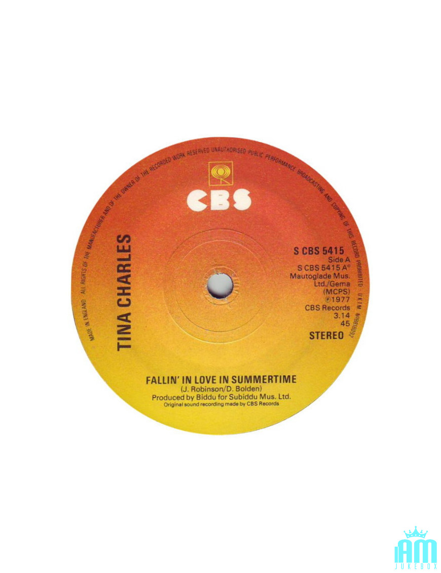 Fallin' In Love In Summertime [Tina Charles] – Vinyl 7", 45 RPM, Stereo [product.brand] 1 - Shop I'm Jukebox 