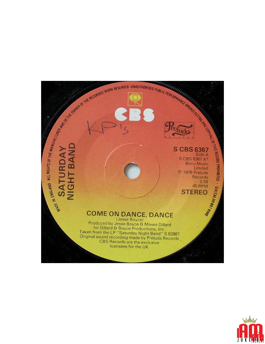 Come On Dance, Dance [Saturday Night Band] – Vinyl 7", 45 RPM, Single, Stereo [product.brand] 1 - Shop I'm Jukebox 