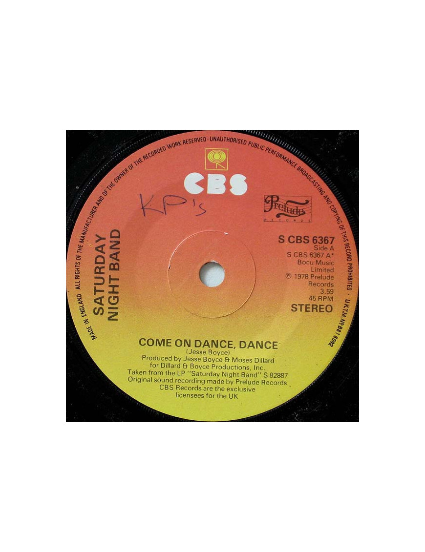 Come On Dance, Dance [Saturday Night Band] - Vinyl 7", 45 RPM, Single, Stereo [product.brand] 1 - Shop I'm Jukebox 