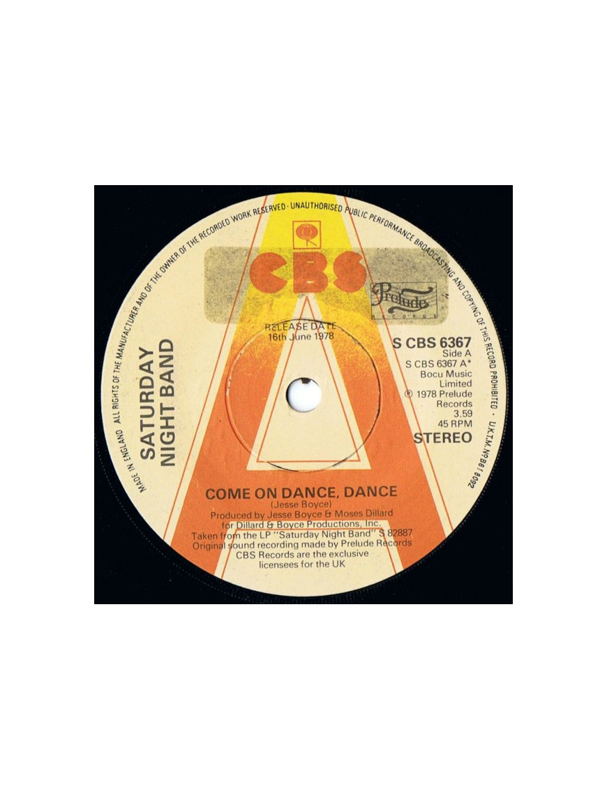 Come On Dance, Dance [Saturday Night Band] - Vinyl 7", Single, Promo [product.brand] 1 - Shop I'm Jukebox 