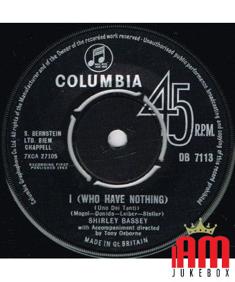 I (Who Have Nothing) [Shirley Bassey] - Vinyl 7", 45 RPM, Single [product.brand] 1 - Shop I'm Jukebox 