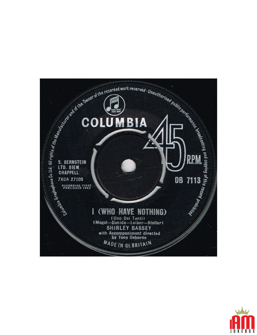 I (Who Have Nothing) [Shirley Bassey] - Vinyl 7", 45 RPM, Single [product.brand] 1 - Shop I'm Jukebox 