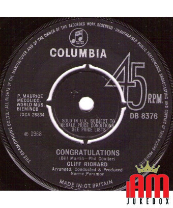 Félicitations [Cliff Richard] - Vinyl 7", 45 RPM, Single [product.brand] 1 - Shop I'm Jukebox 