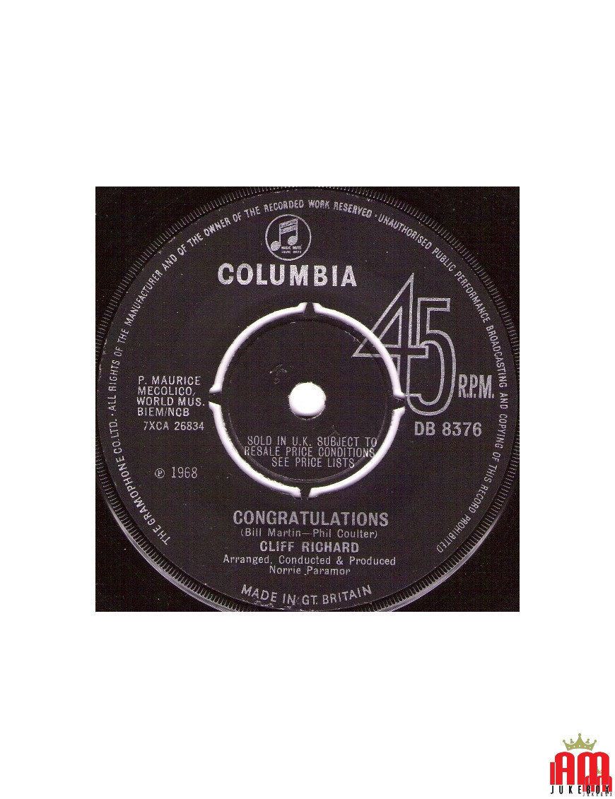 Félicitations [Cliff Richard] - Vinyl 7", 45 RPM, Single [product.brand] 1 - Shop I'm Jukebox 