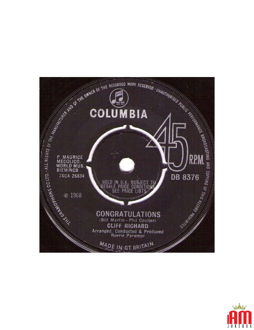 Félicitations [Cliff Richard] - Vinyl 7", 45 RPM, Single [product.brand] 1 - Shop I'm Jukebox 