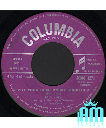Mettez votre tête sur mon épaule [Paul Anka] - Vinyl 7", Single [product.brand] 1 - Shop I'm Jukebox 