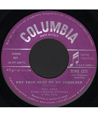 Put Your Head On My Shoulder [Paul Anka] - Vinyl 7", Single [product.brand] 1 - Shop I'm Jukebox 