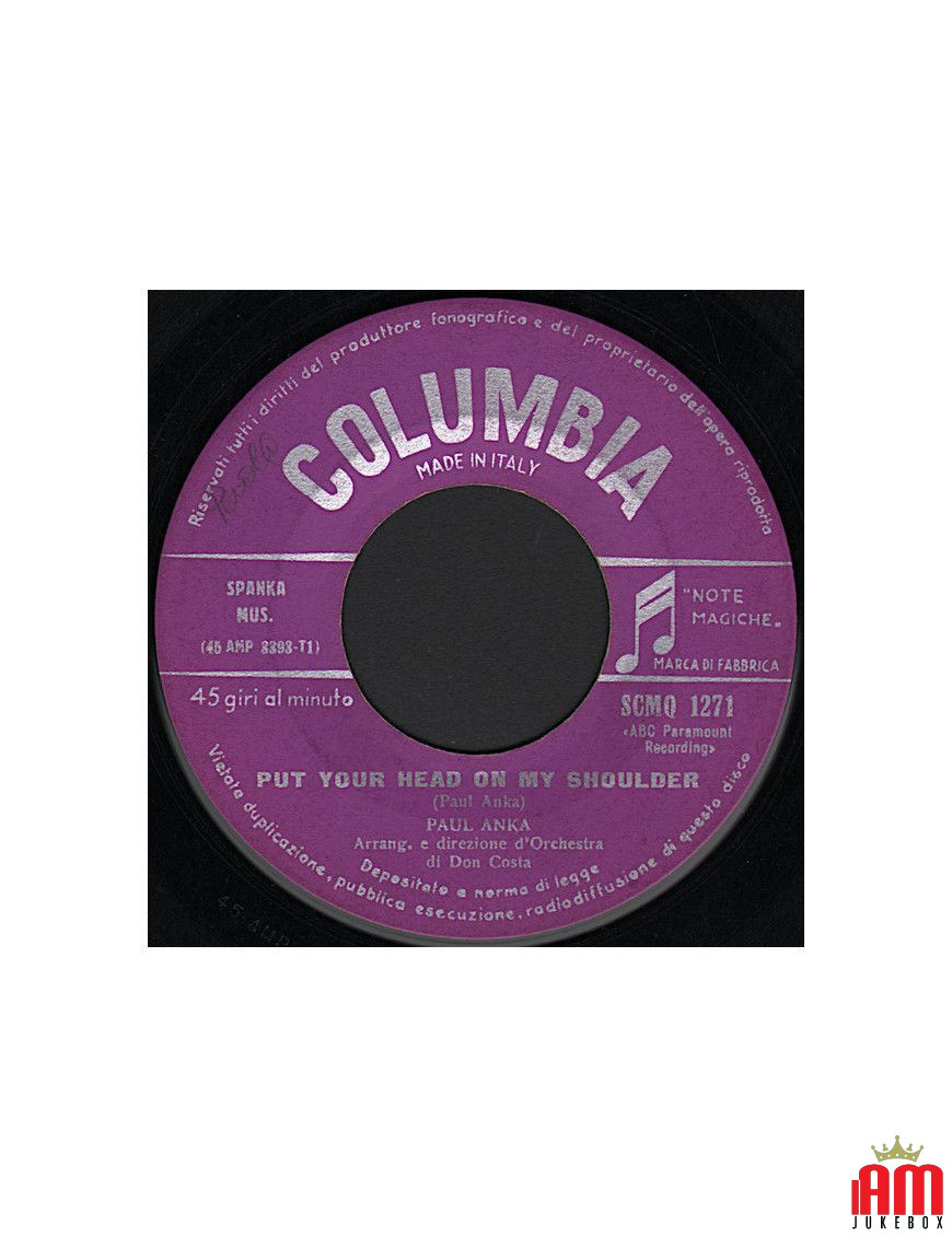 Put Your Head On My Shoulder [Paul Anka] - Vinyl 7", Single [product.brand] 1 - Shop I'm Jukebox 