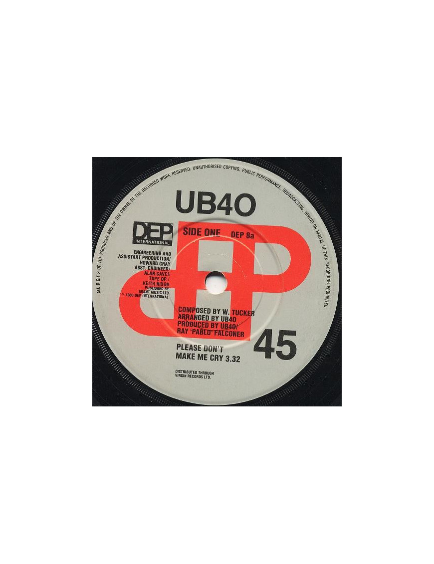 Please Don't Make Me Cry [UB40] – Vinyl 7", 45 RPM, Single [product.brand] 1 - Shop I'm Jukebox 