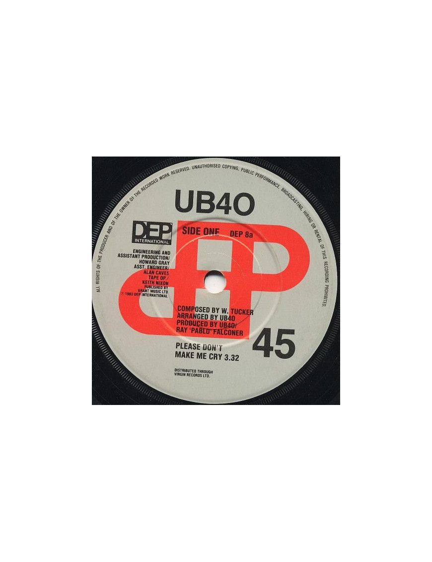 Please Don't Make Me Cry [UB40] - Vinyl 7", 45 RPM, Single [product.brand] 1 - Shop I'm Jukebox 