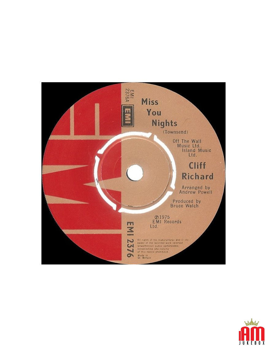 Miss You Nights [Cliff Richard] - Vinyle 7", 45 tours, Single [product.brand] 1 - Shop I'm Jukebox 