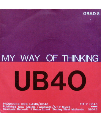 I Think Its Going To Rain My Way Of Thinking [UB40] - Vinyl 7", 45 RPM, Single [product.brand] 1 - Shop I'm Jukebox 