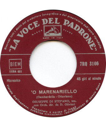 'O Marenariello Passione [Giuseppe Di Stefano] – Vinyl 7", 45 RPM