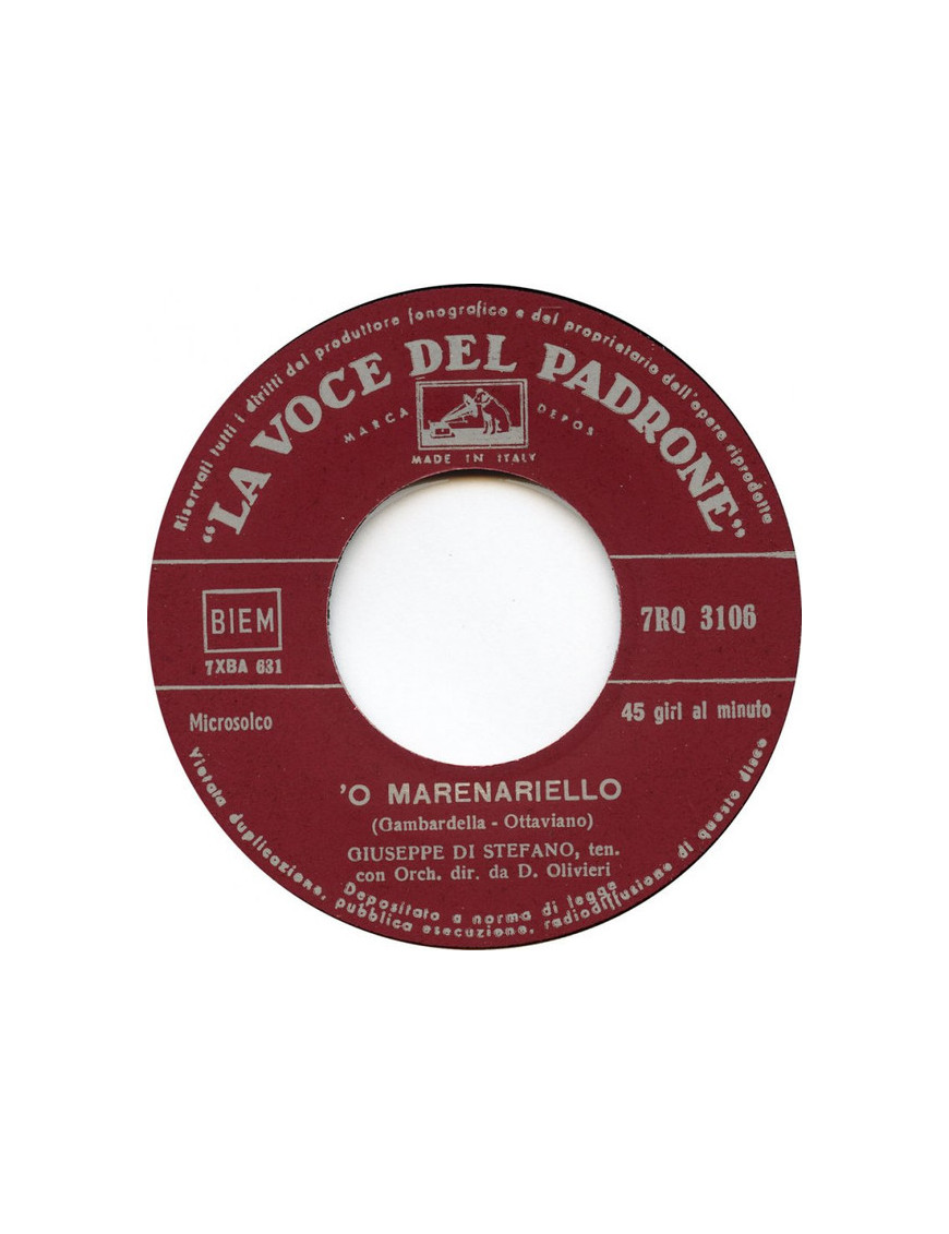'O Marenariello Passione [Giuseppe Di Stefano] - Vinyle 7", 45 tours