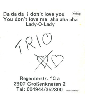 Da Da Da I Don't Love You You Don't Love Me Aha Aha Aha Lady-O-Lady [Trio] – Vinyl 7", 45 RPM, Single, Stereo [product.brand] 1 